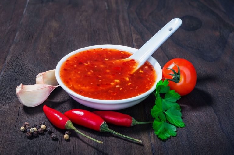 chili garlic sauce in a bowl on the table