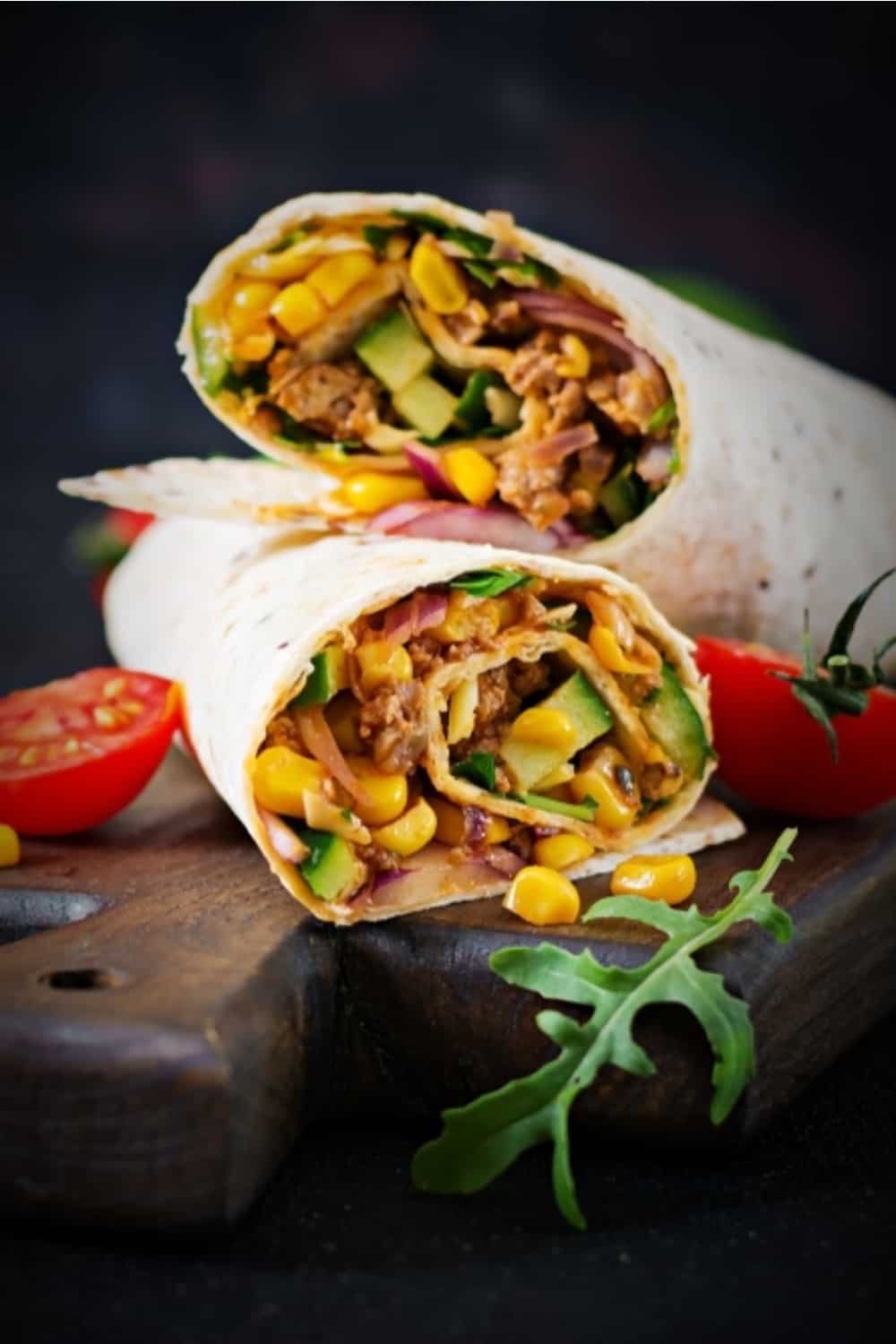 Burritos wraps with beef and vegetables