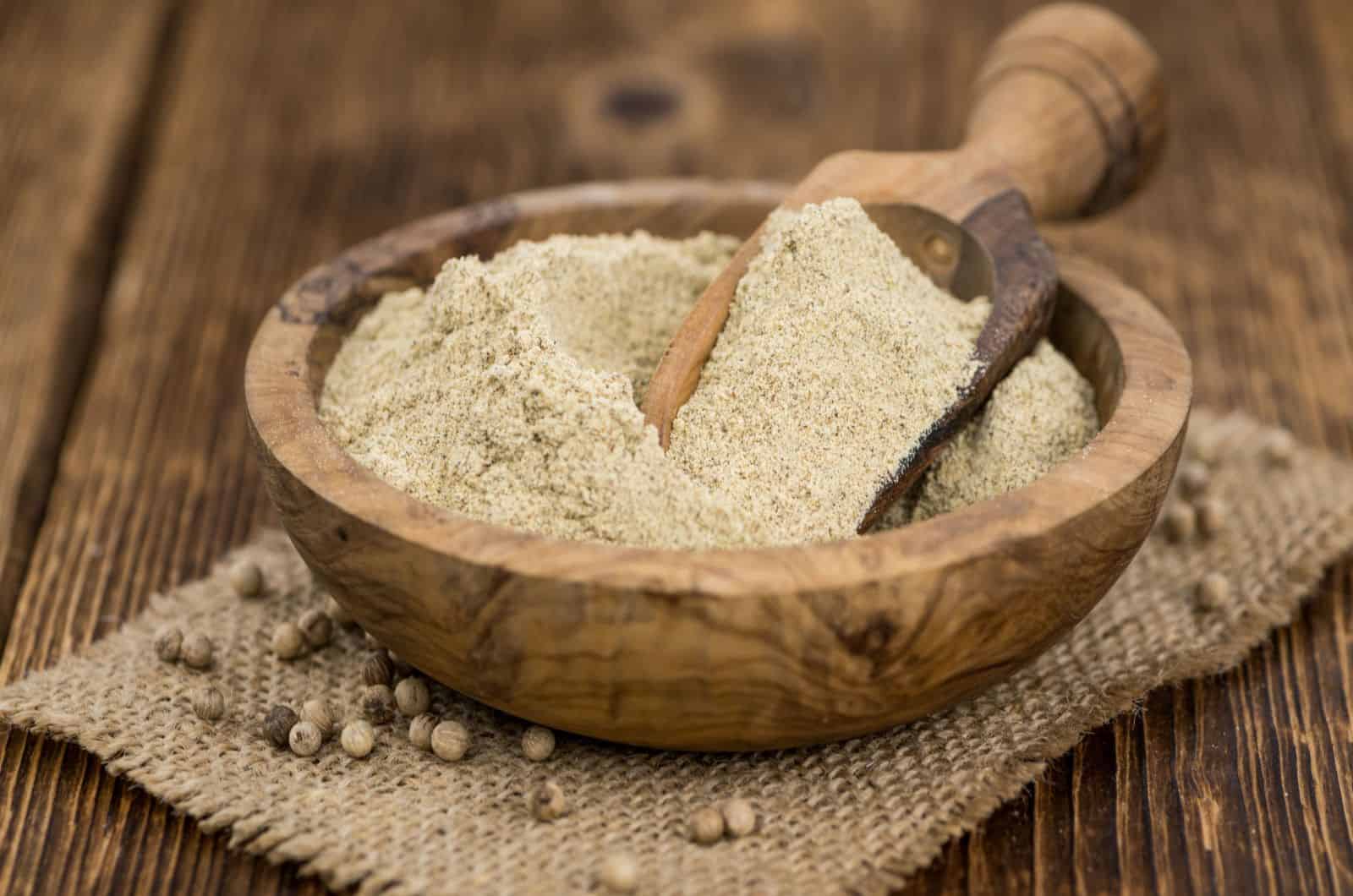 White Pepper on rustic wooden table