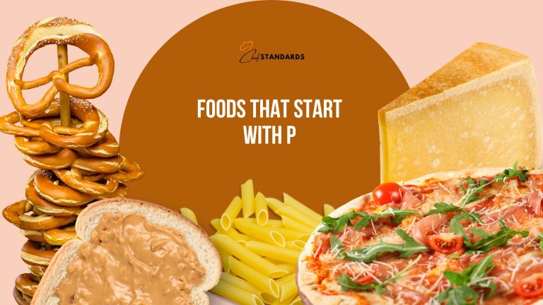 illustration of foods that start with p
