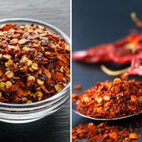 Chili Flakes and Red Pepper Flakes side by side