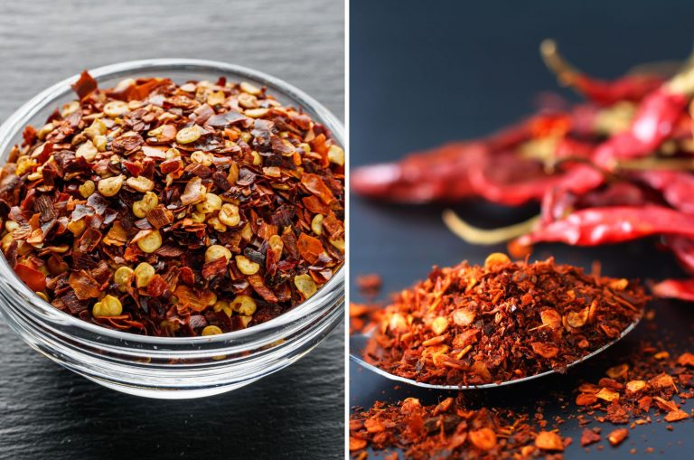 Chili Flakes and Red Pepper Flakes side by side