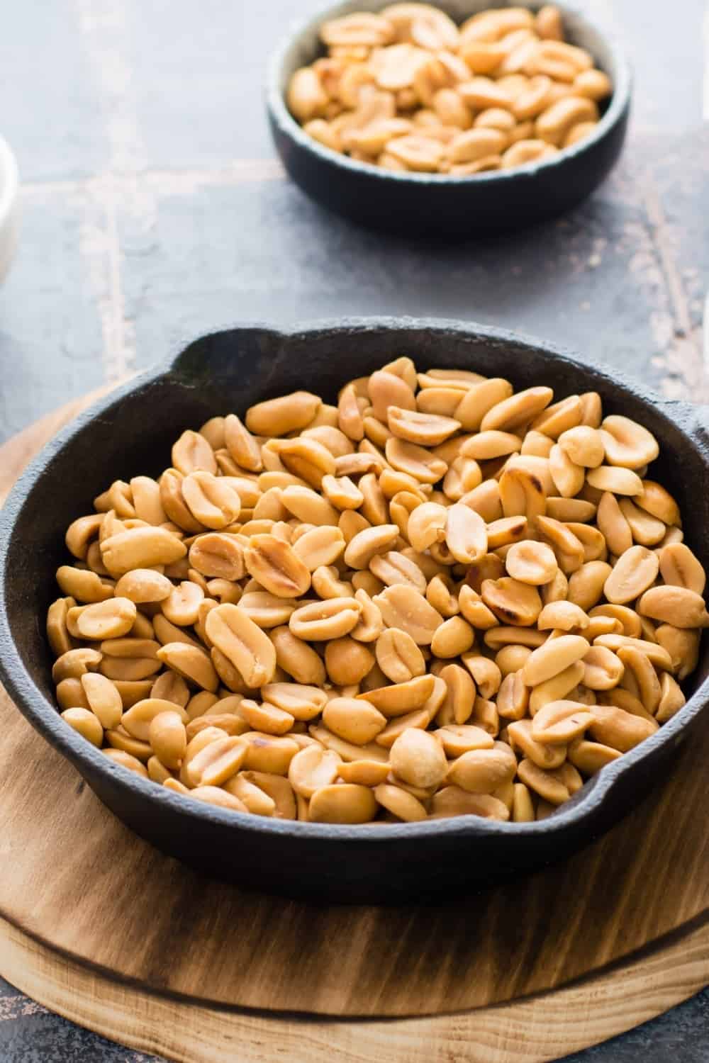 Fresh roasted peanuts in a frying pan