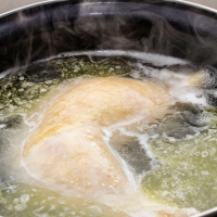 boiled chicken in a pan