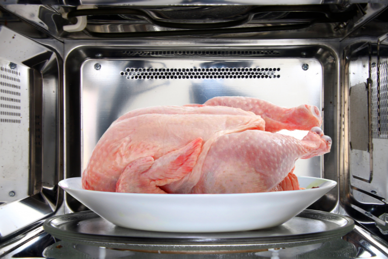 frozen chicken in the microwave