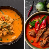 Panang Curry and Red Curry side by side