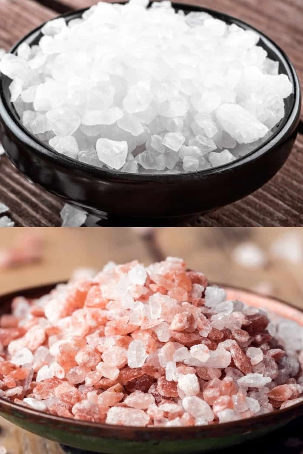 Sea Salt and Himalayan Salt in bowls on the table