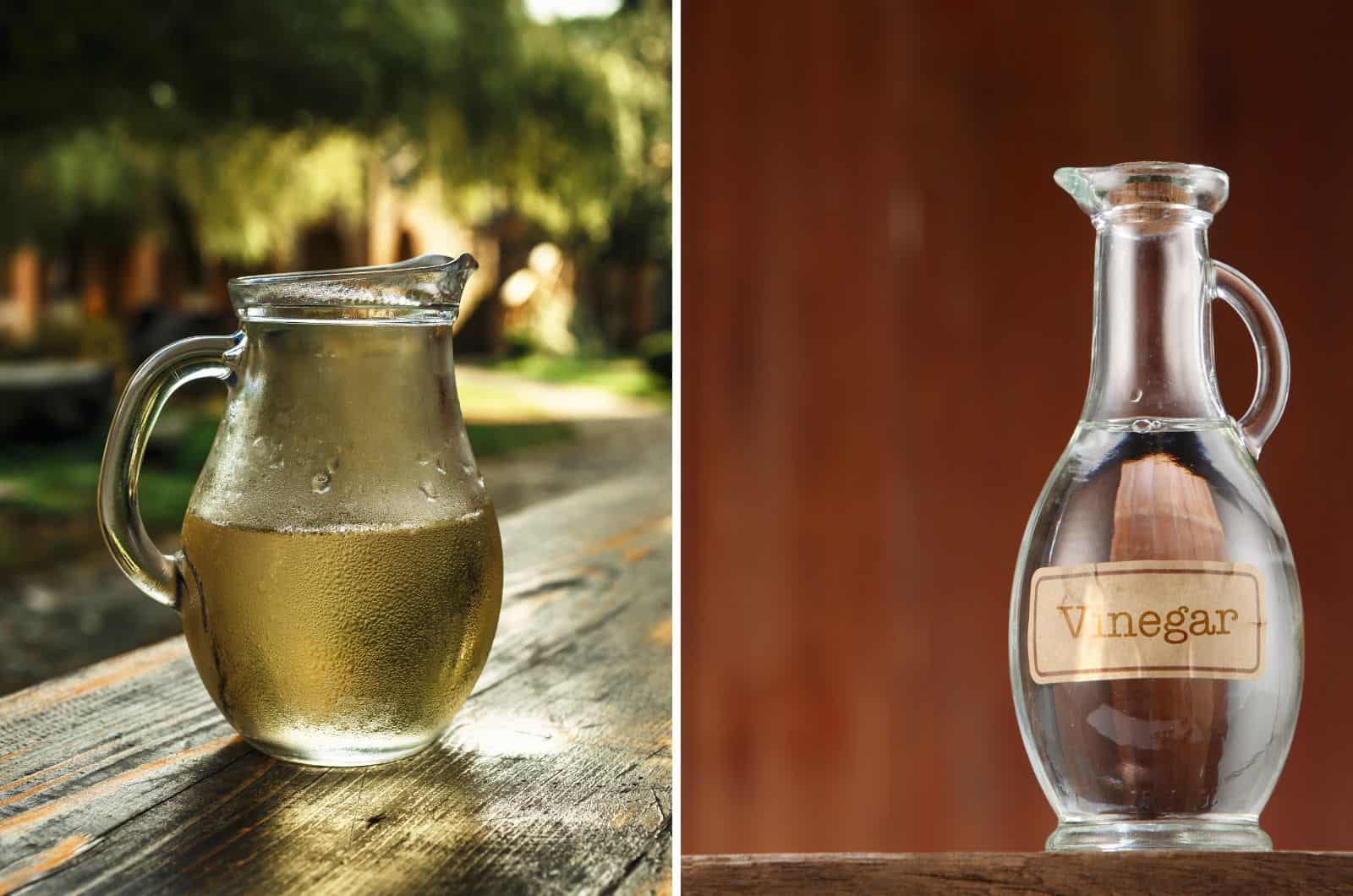 White Vinegar and White Wine Vinegar in bottle