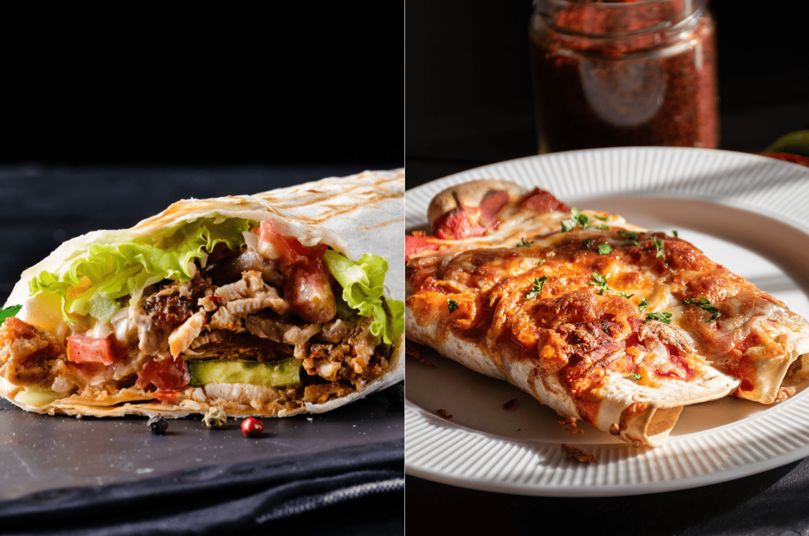Vergleich zwischen Enchilada und Burrito