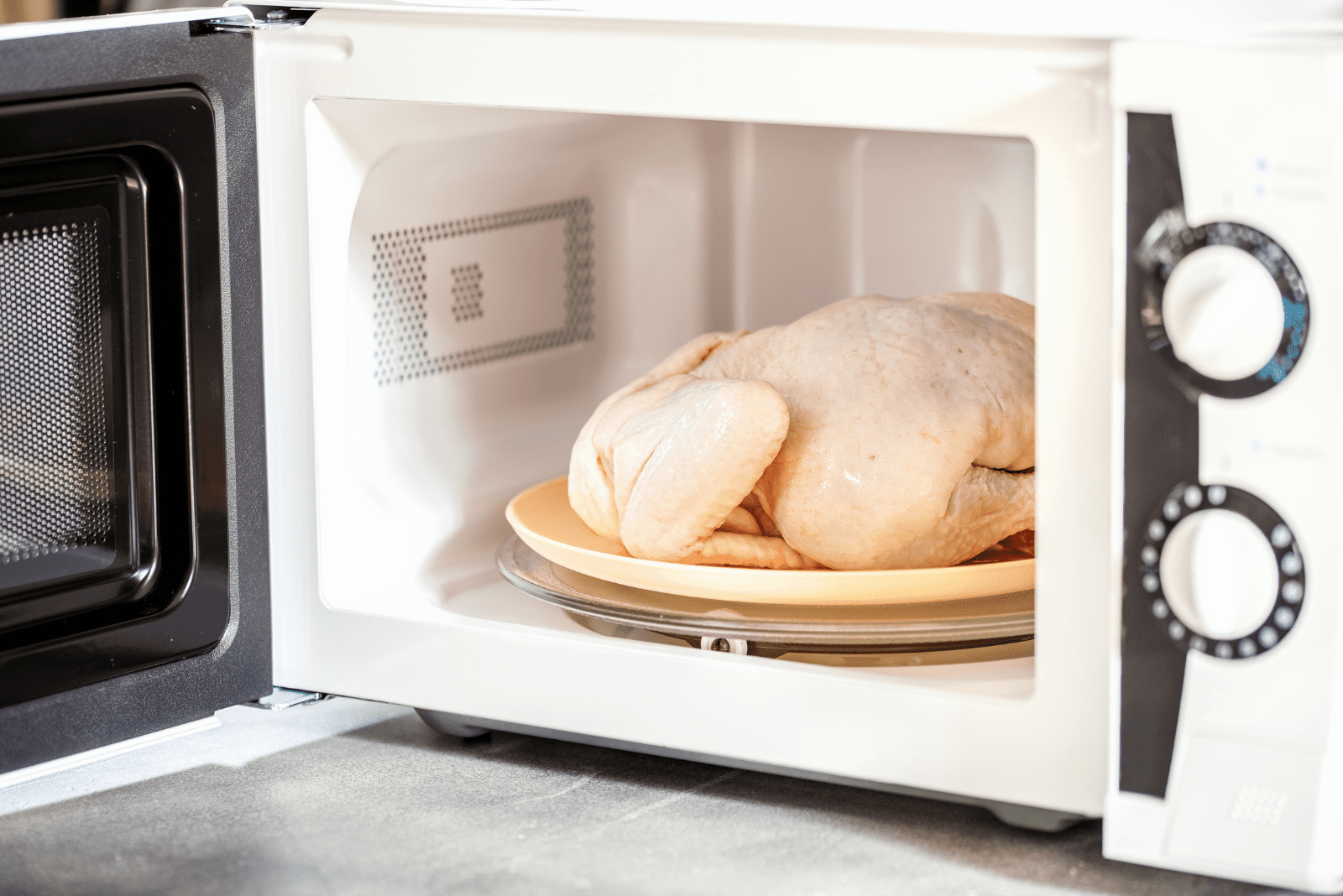 frozen chicken in the microwave