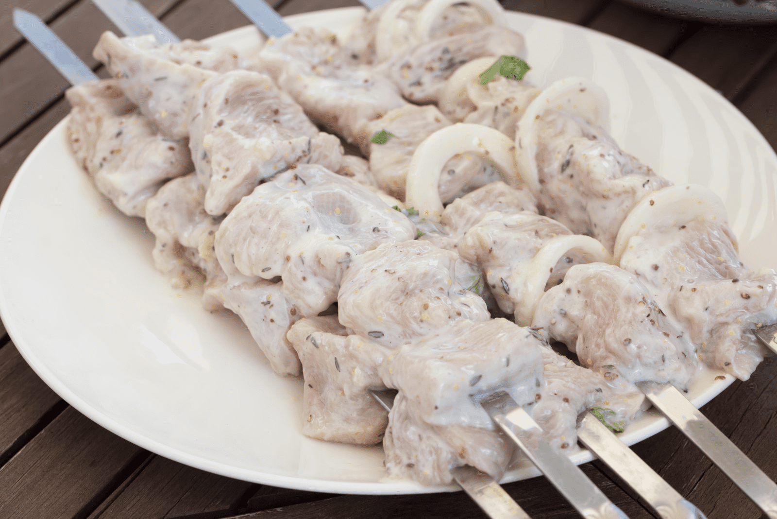 marinated chicken in a plate