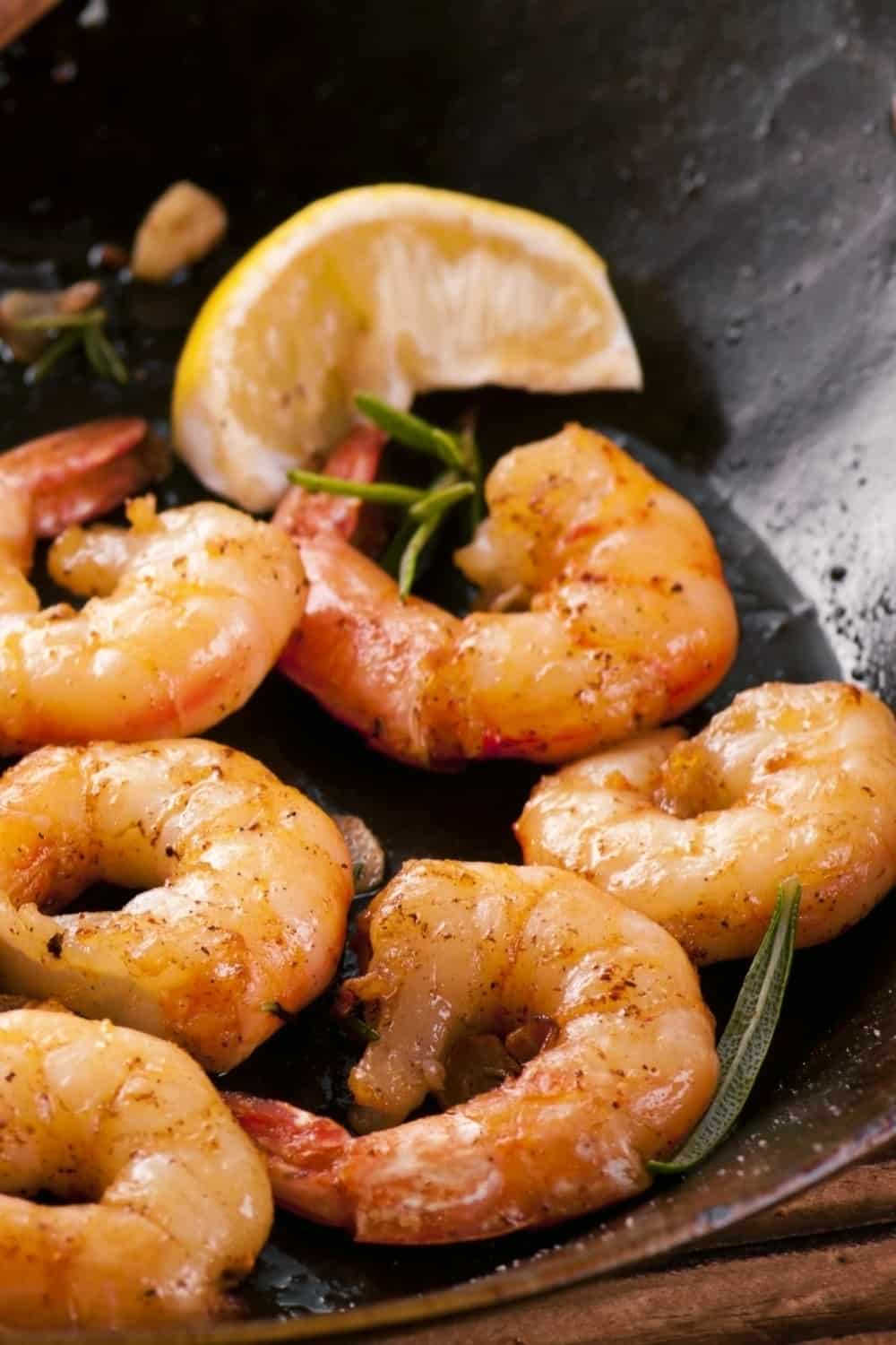 photo of cooked shrimp in a pan