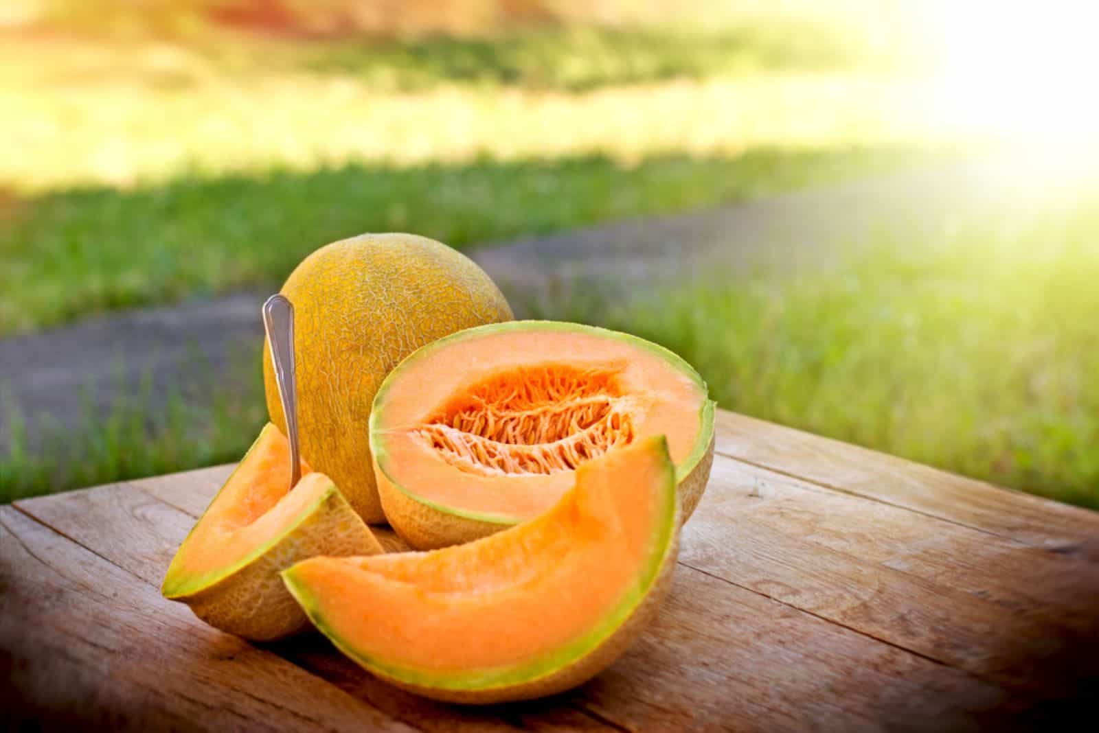 Fresh cantaloupe on the table