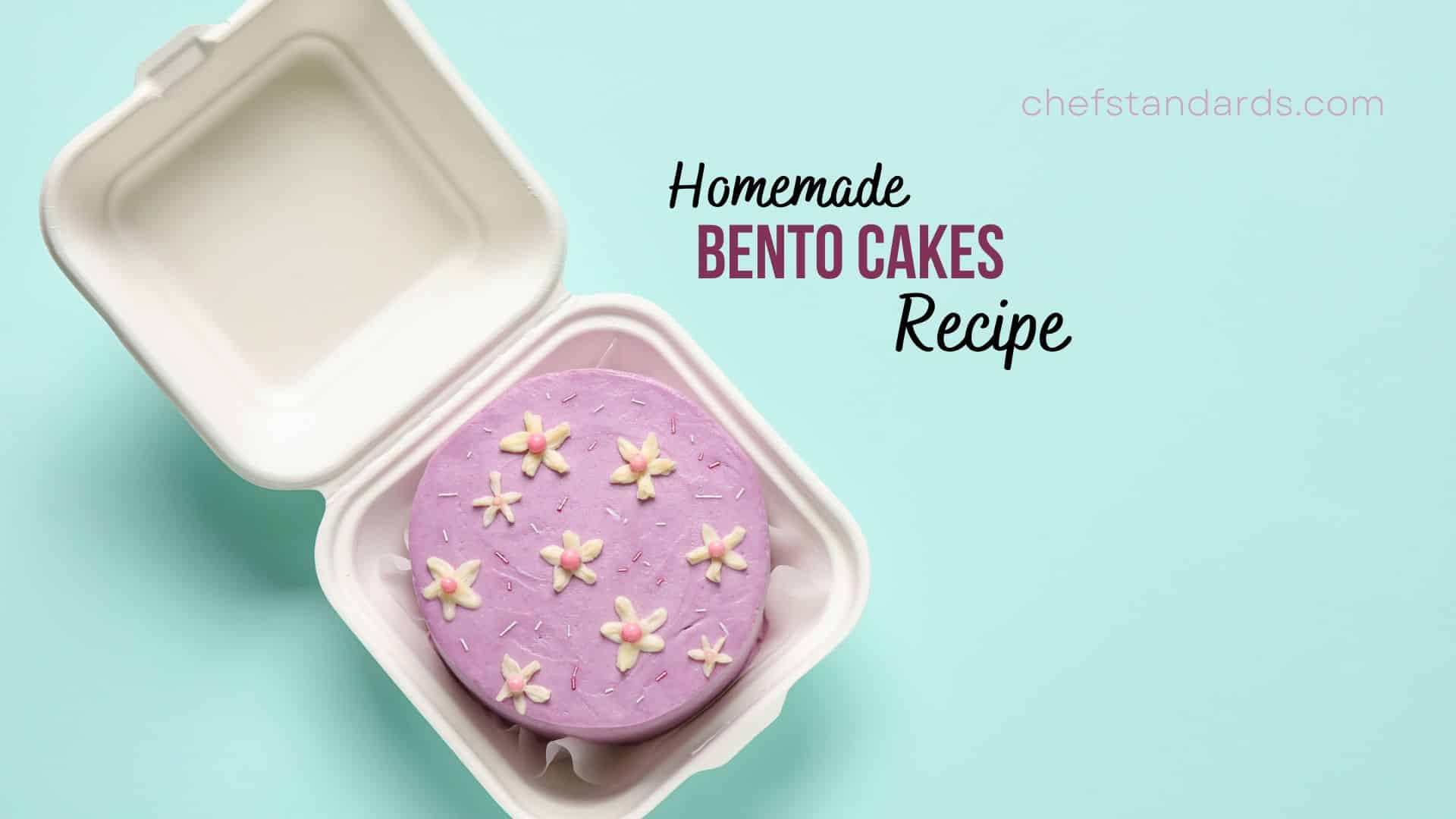 photo of purple homemade bento cake in a white box