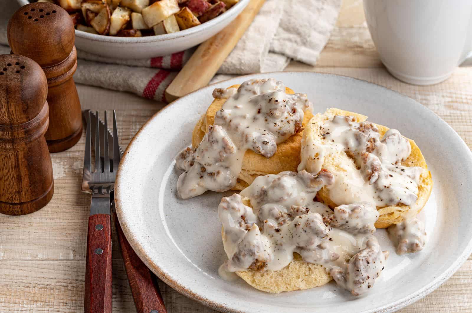 Sausage Gravy on white plate