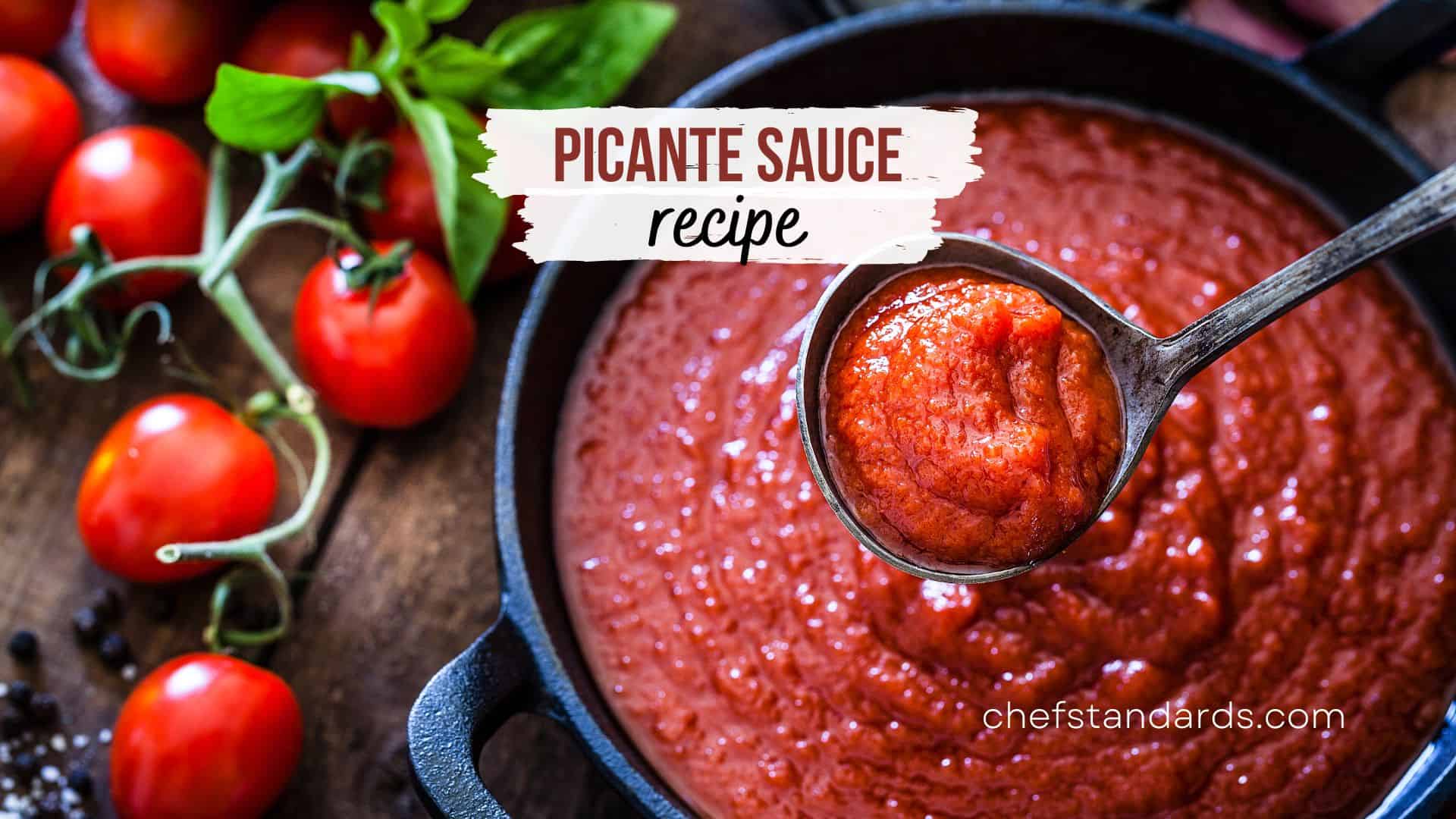 Picante sauce with vegetables on table