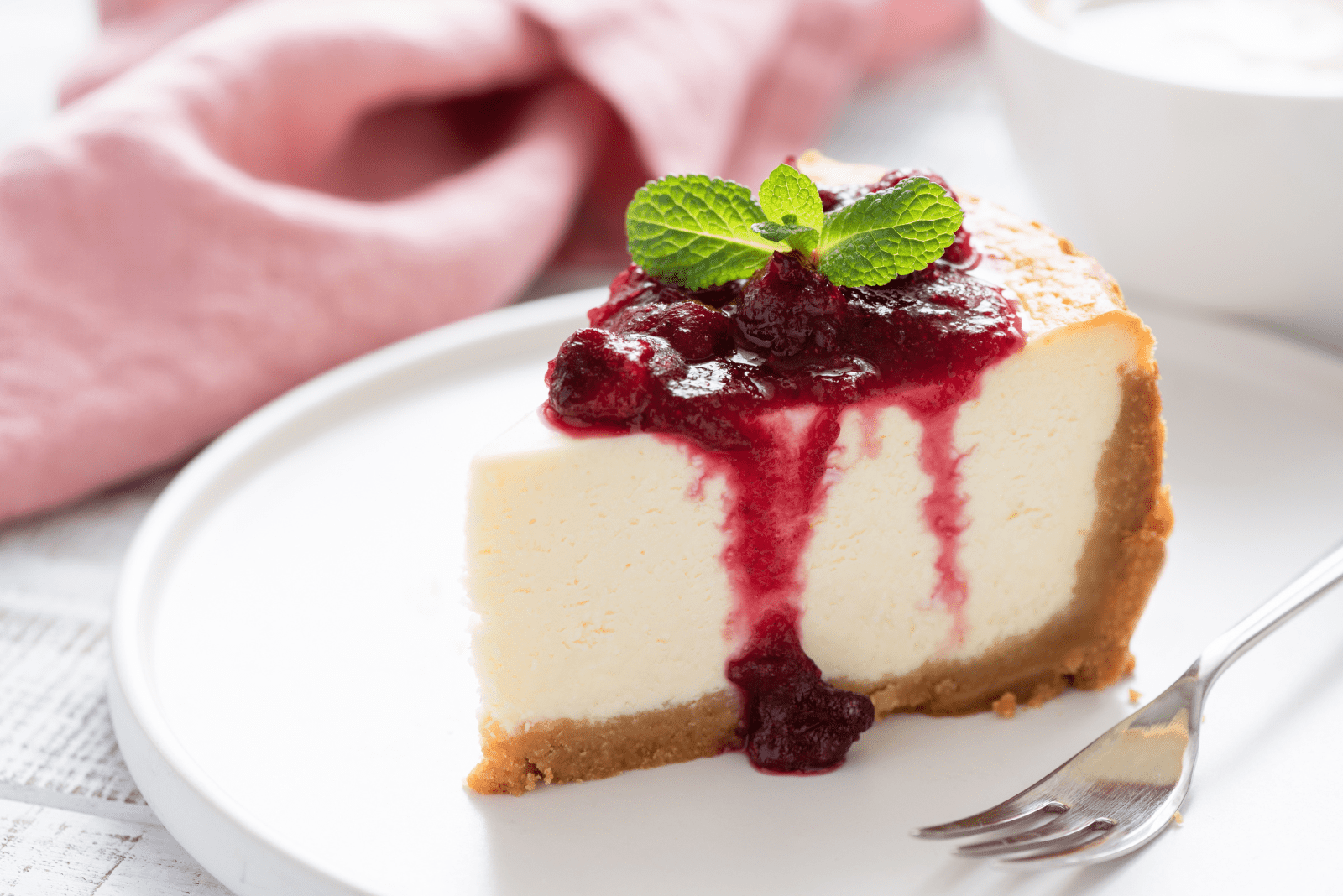 a beautifully decorated piece of cheesecake