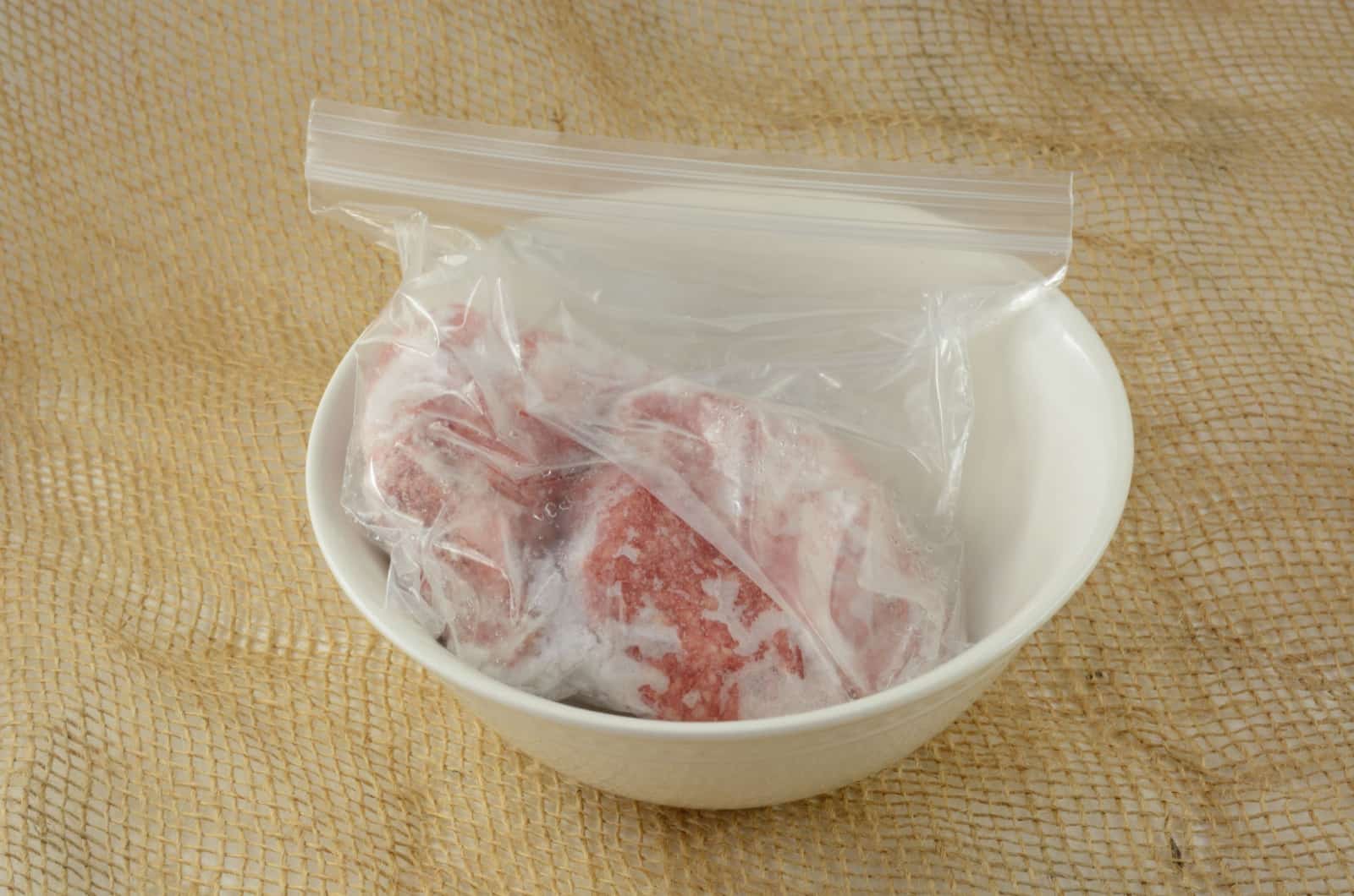 thawed meat in a bowl