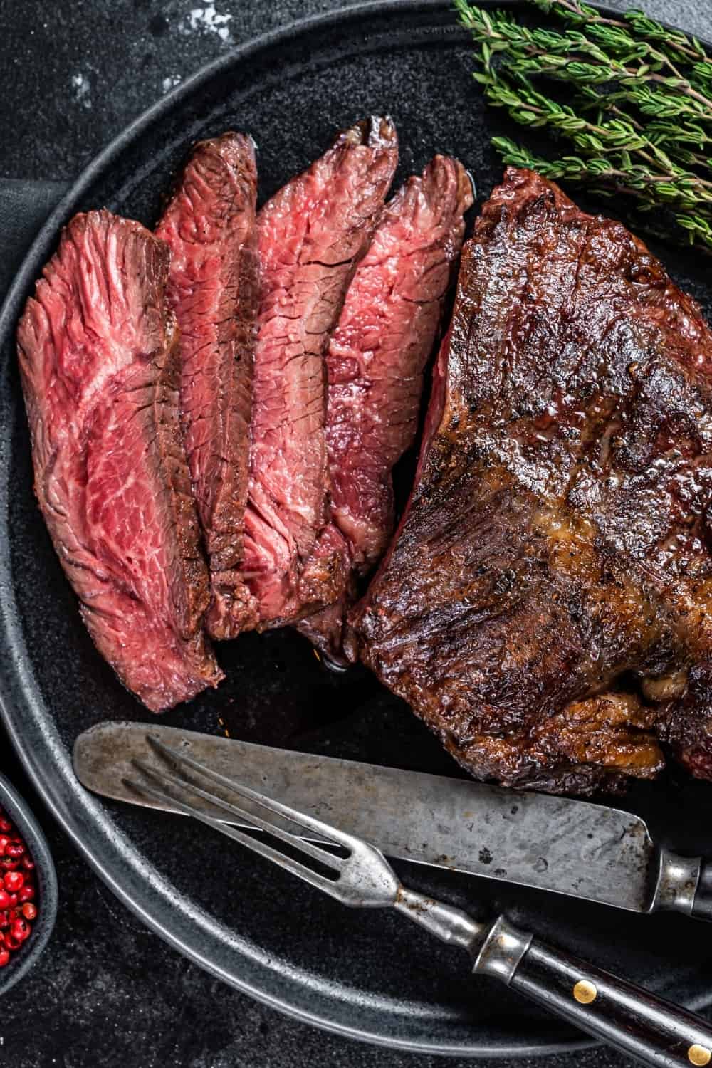 Grilled hanger or Onglet beef meat steak