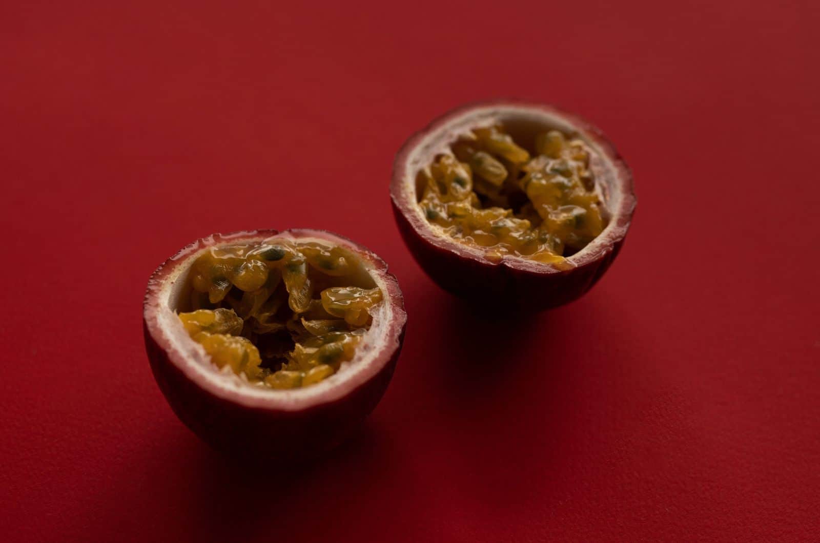Passion Fruit on red background