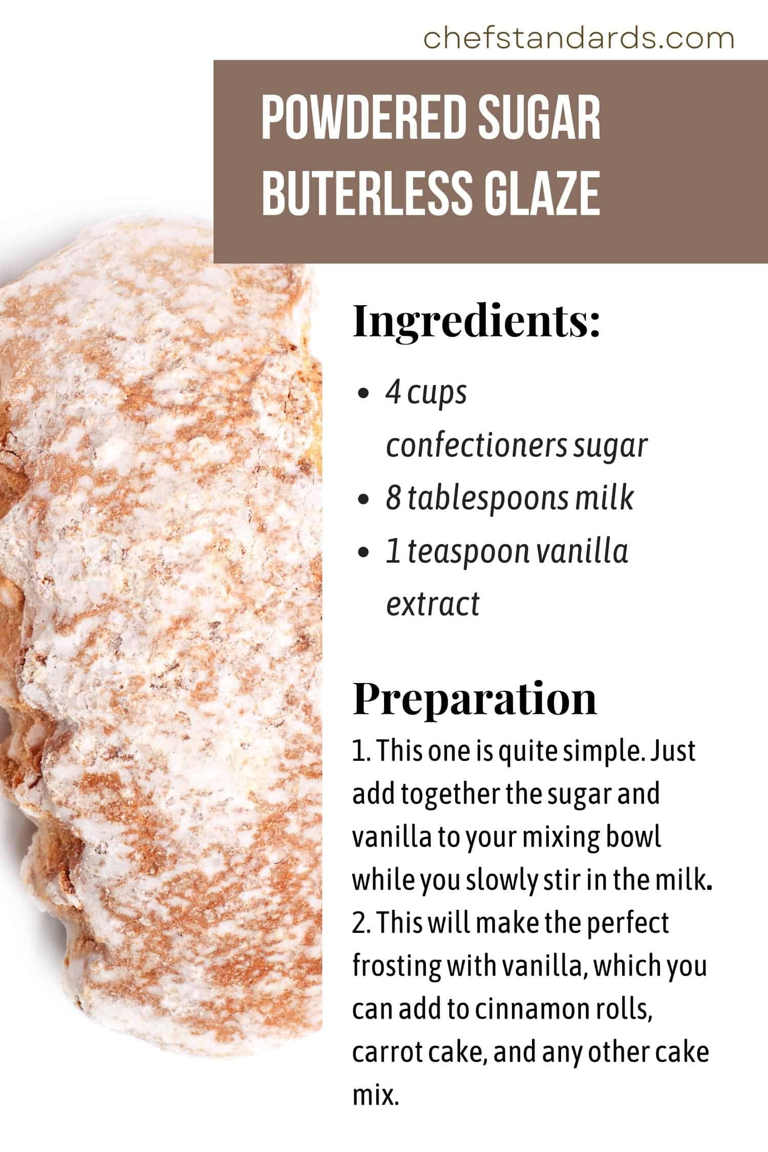 powdered sugar butterless glaze recipe
