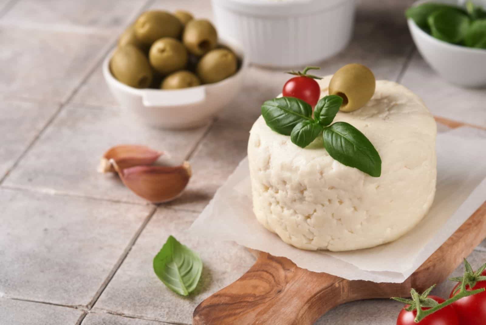 Ricotta Cheese on a wooden base