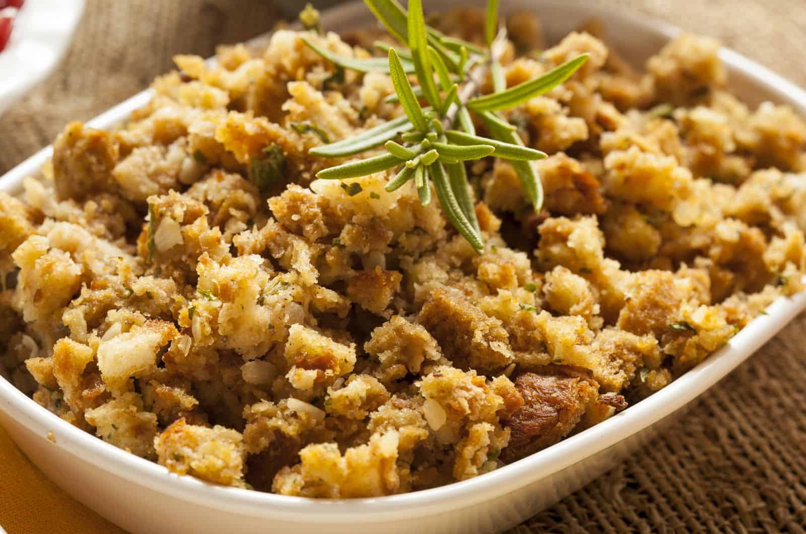 Stuffing on table