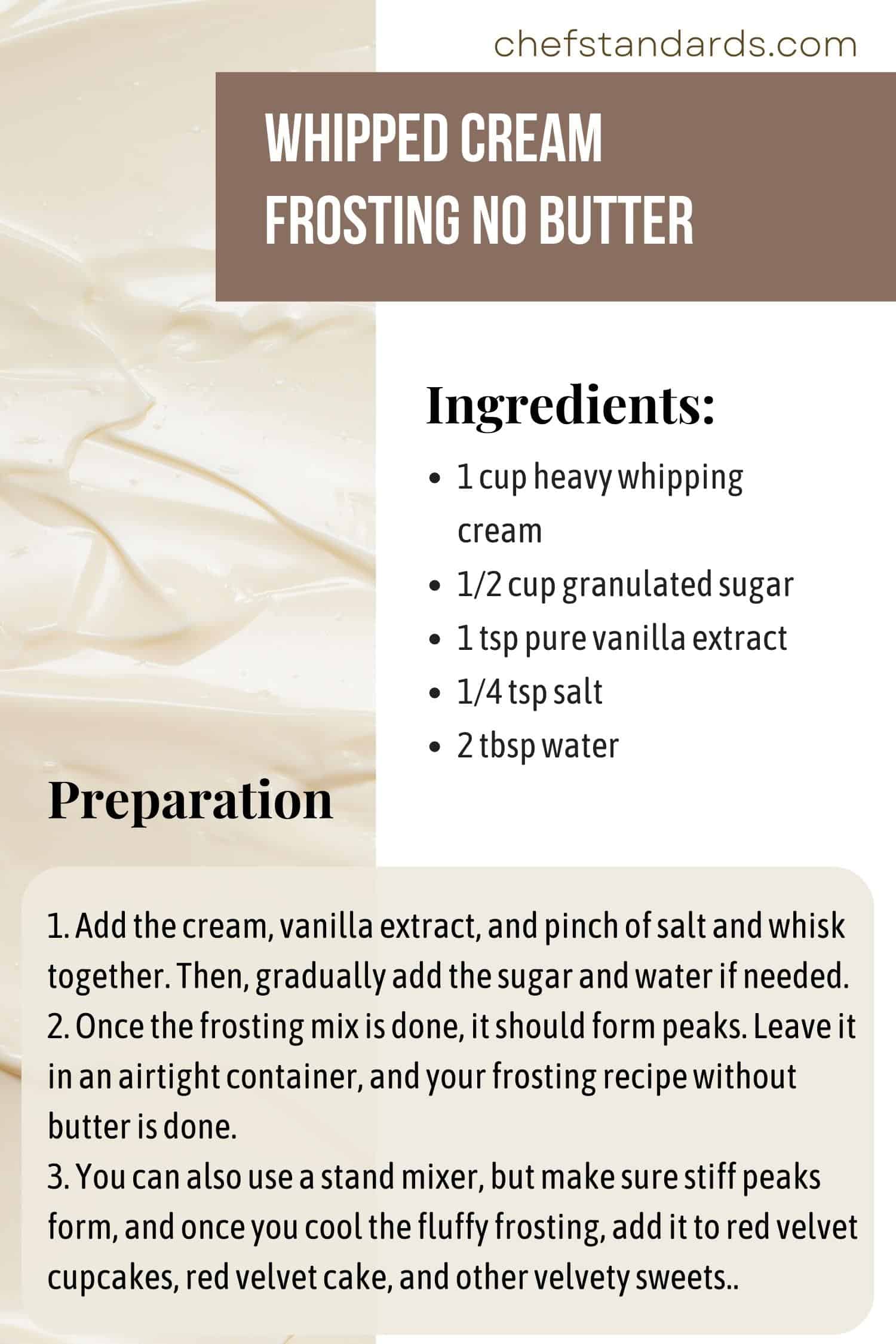 whipped cream frosting no butter recipe