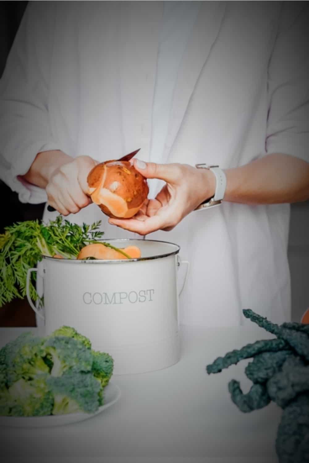 a woman peels sweet potatoes