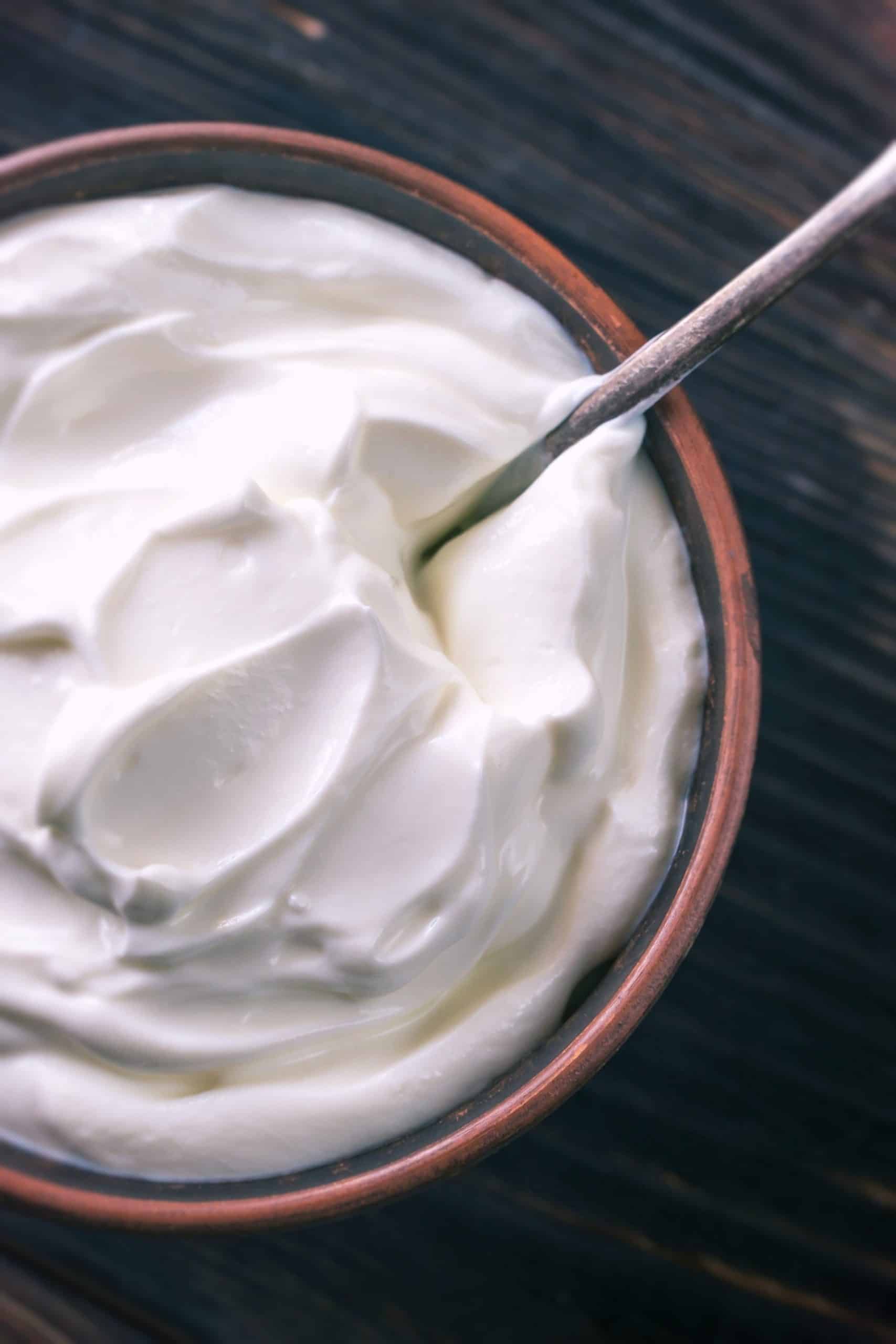 close shot of Greek Yogurt