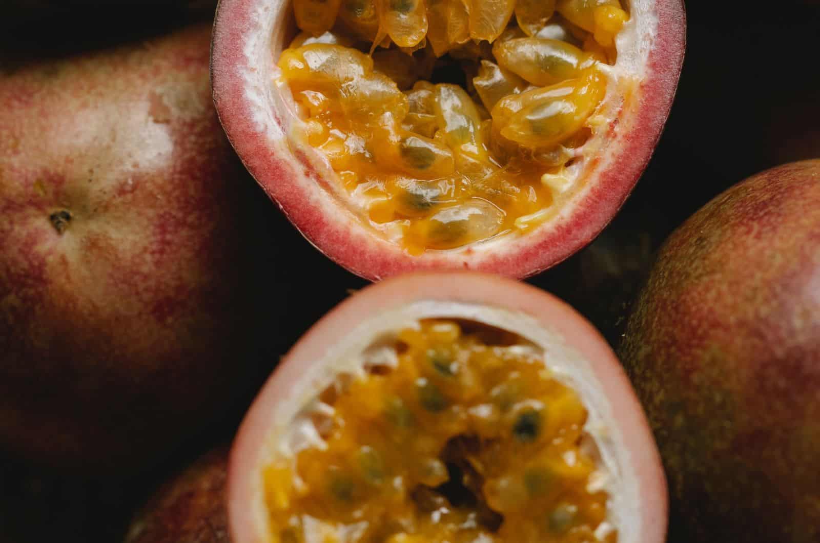 close shot of open Passion Fruit