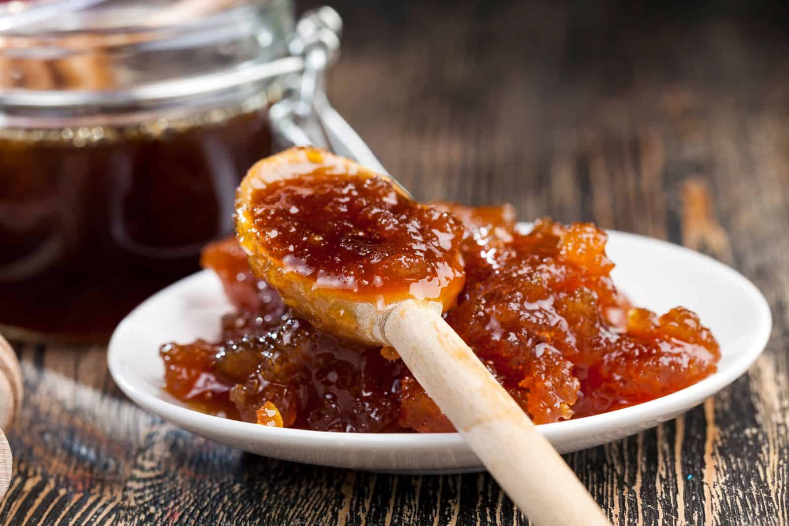 crystallized honey on a white plate