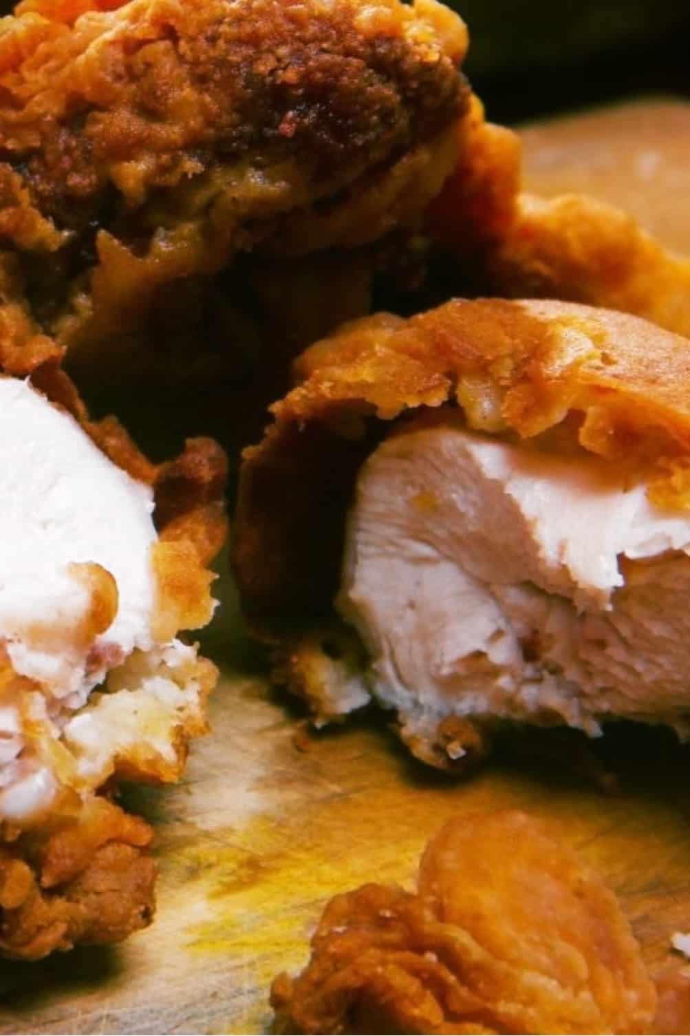 fried chicken on cutting board