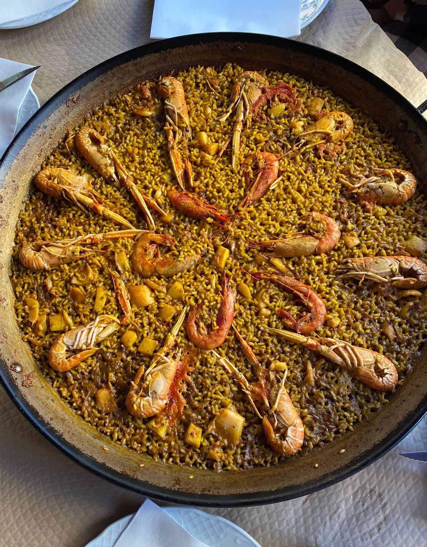 paella in a casserole dish