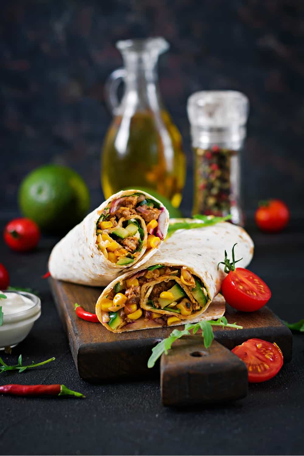photo of chicken vegetable wrap