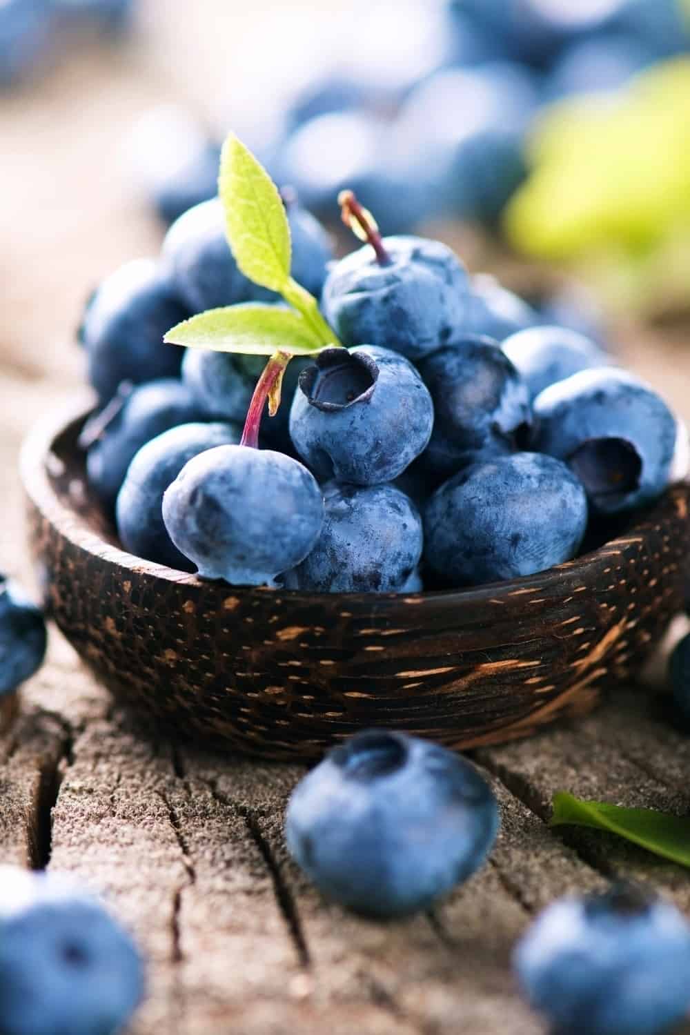 Blueberries in little basket