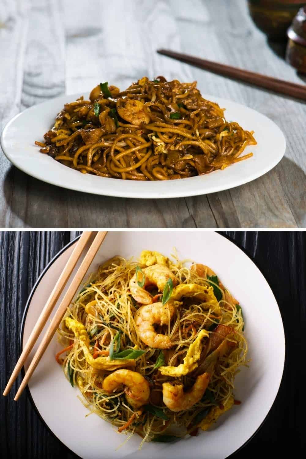 Chow Fun and Mei Fun Noodles in plate