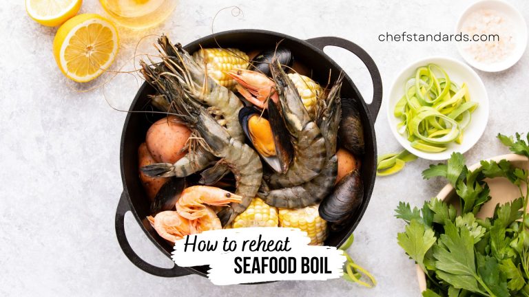 top view of seafood boil with various types of seafood