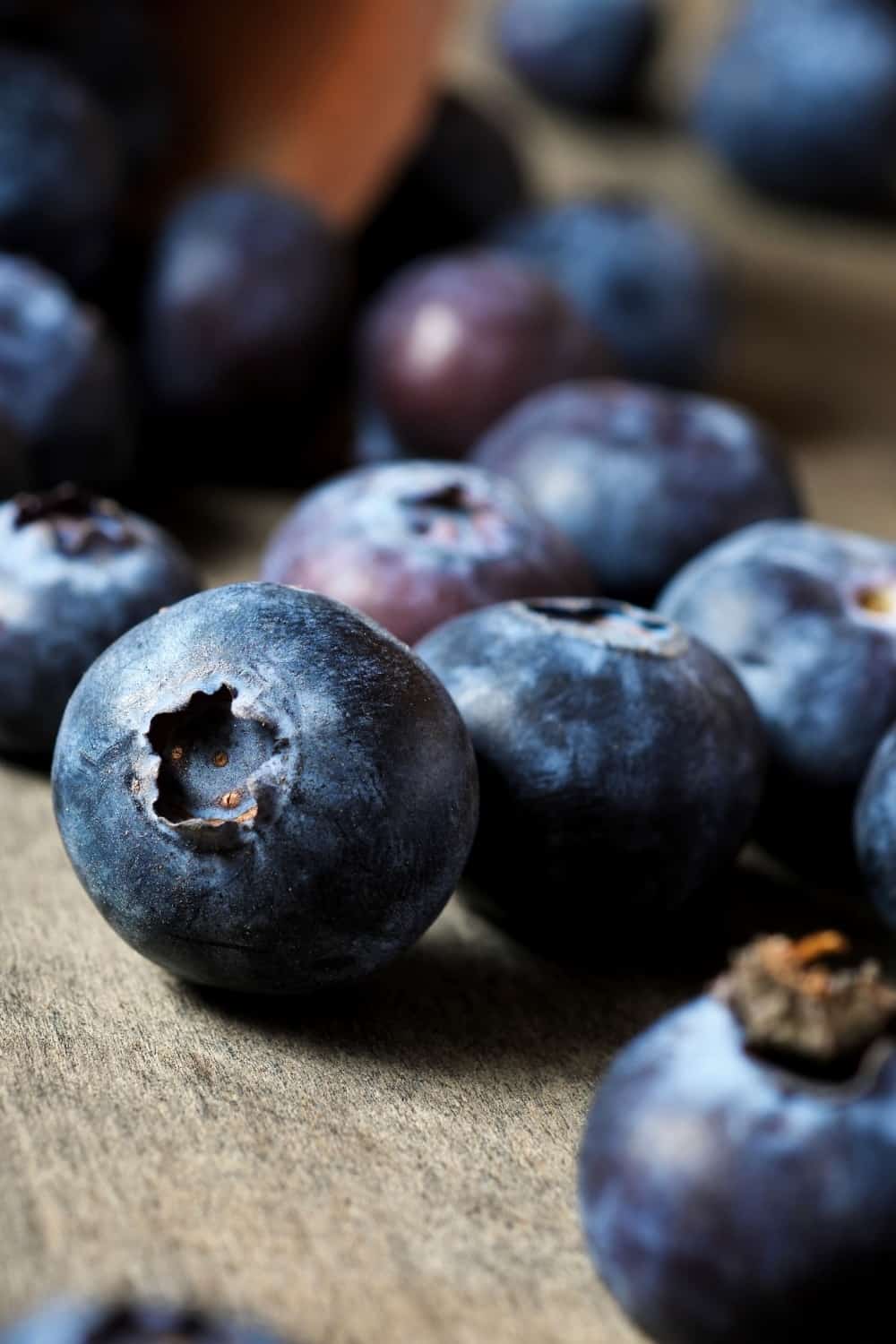 close shot of Blueberries on table