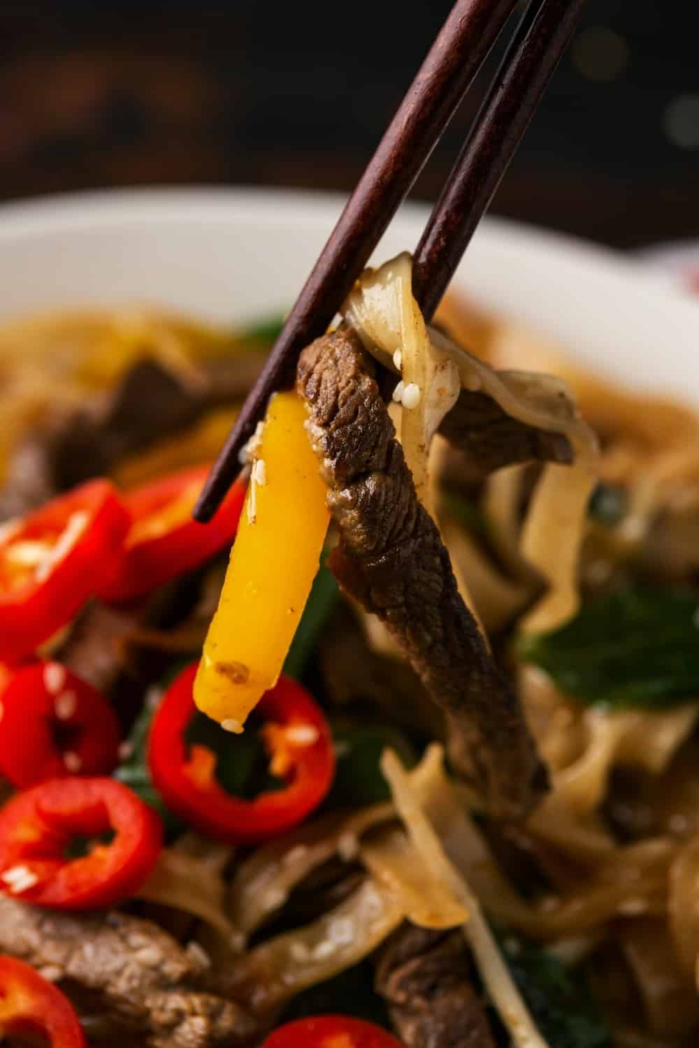 close shot of Mei Fun Noodles