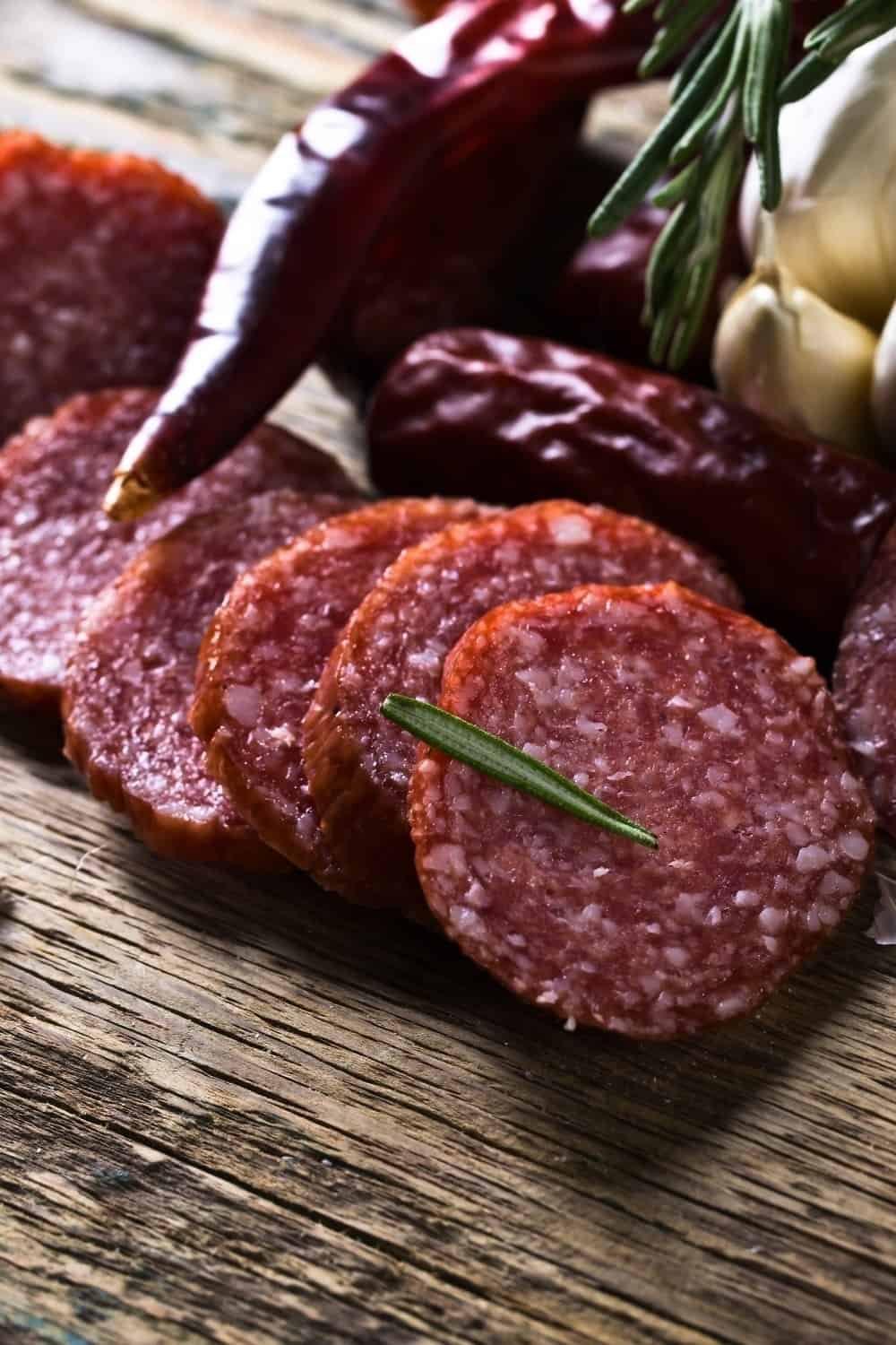 close shot of Salami