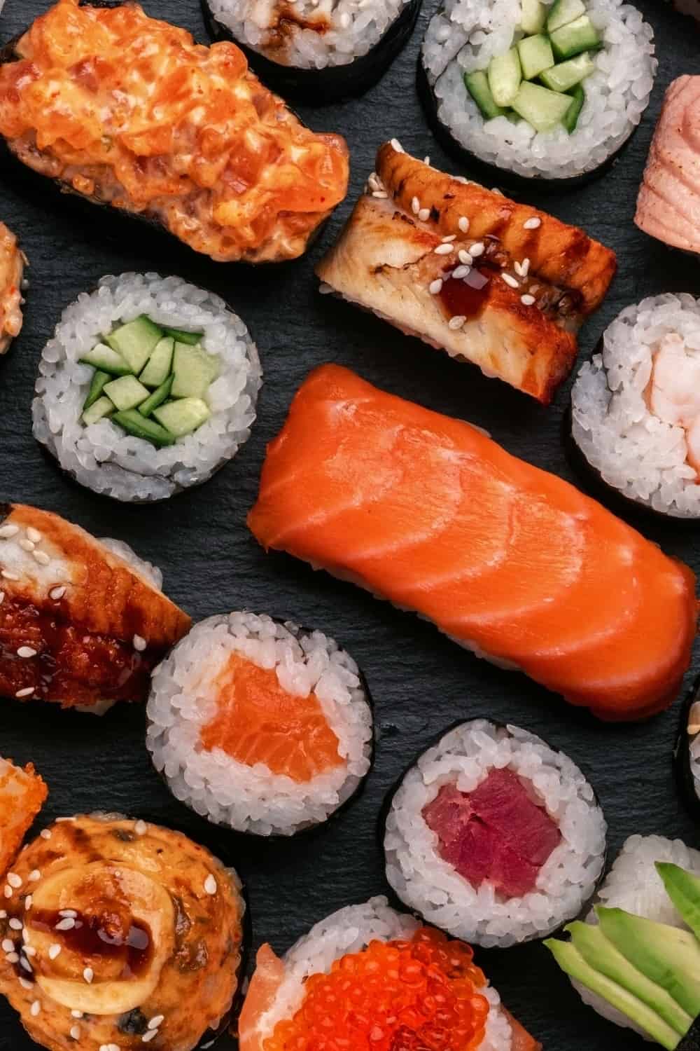 close shot of Sushi on table