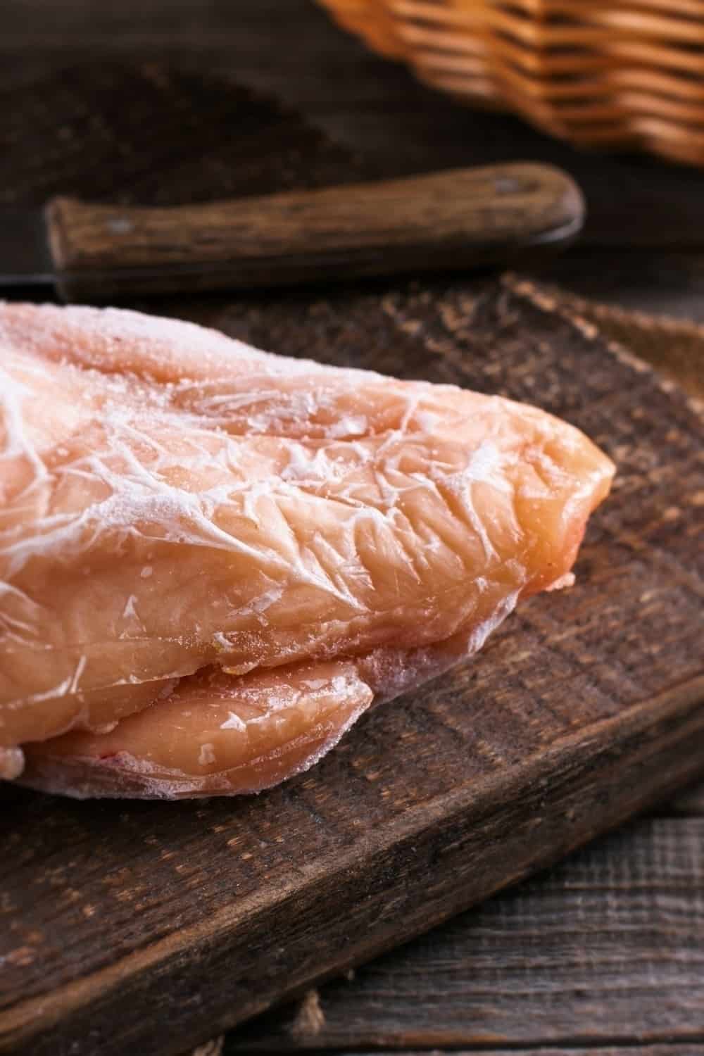 frozen chicken on table