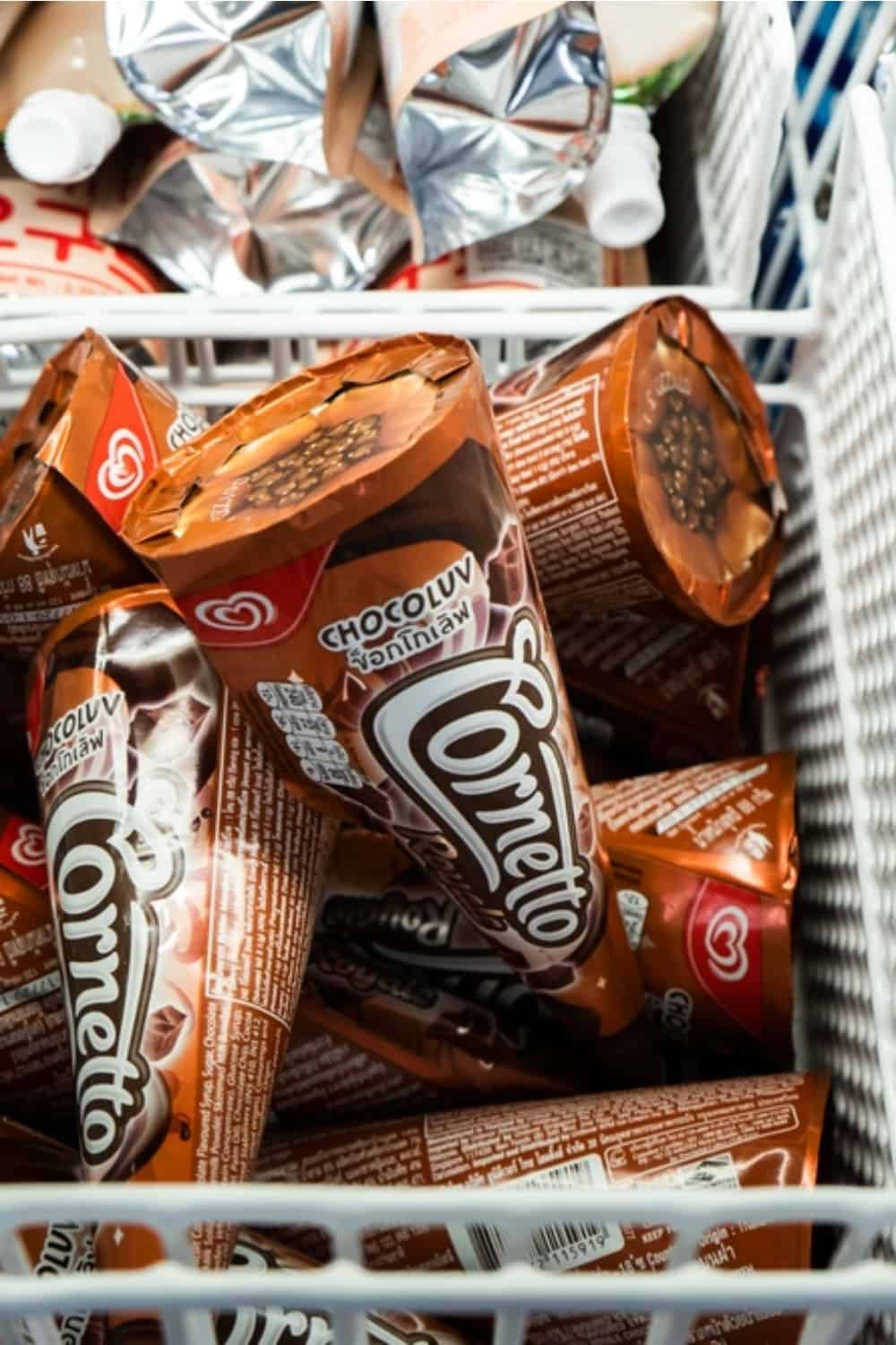 Cornetto ice cream in the refrigerator