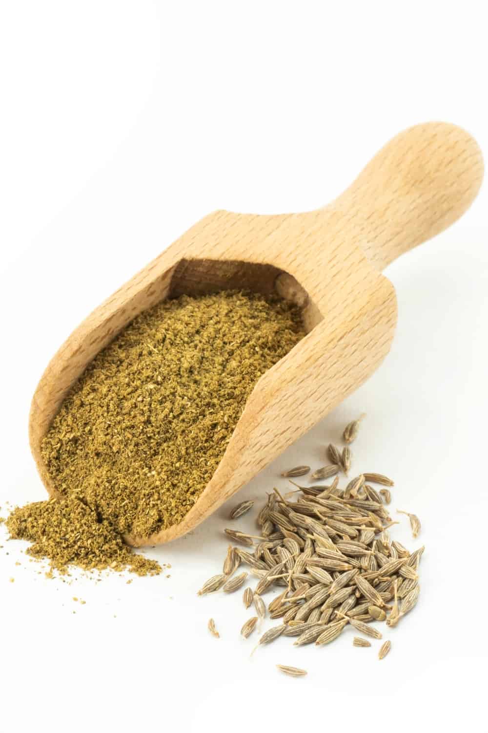 Dry cumin seeds with ground caraway