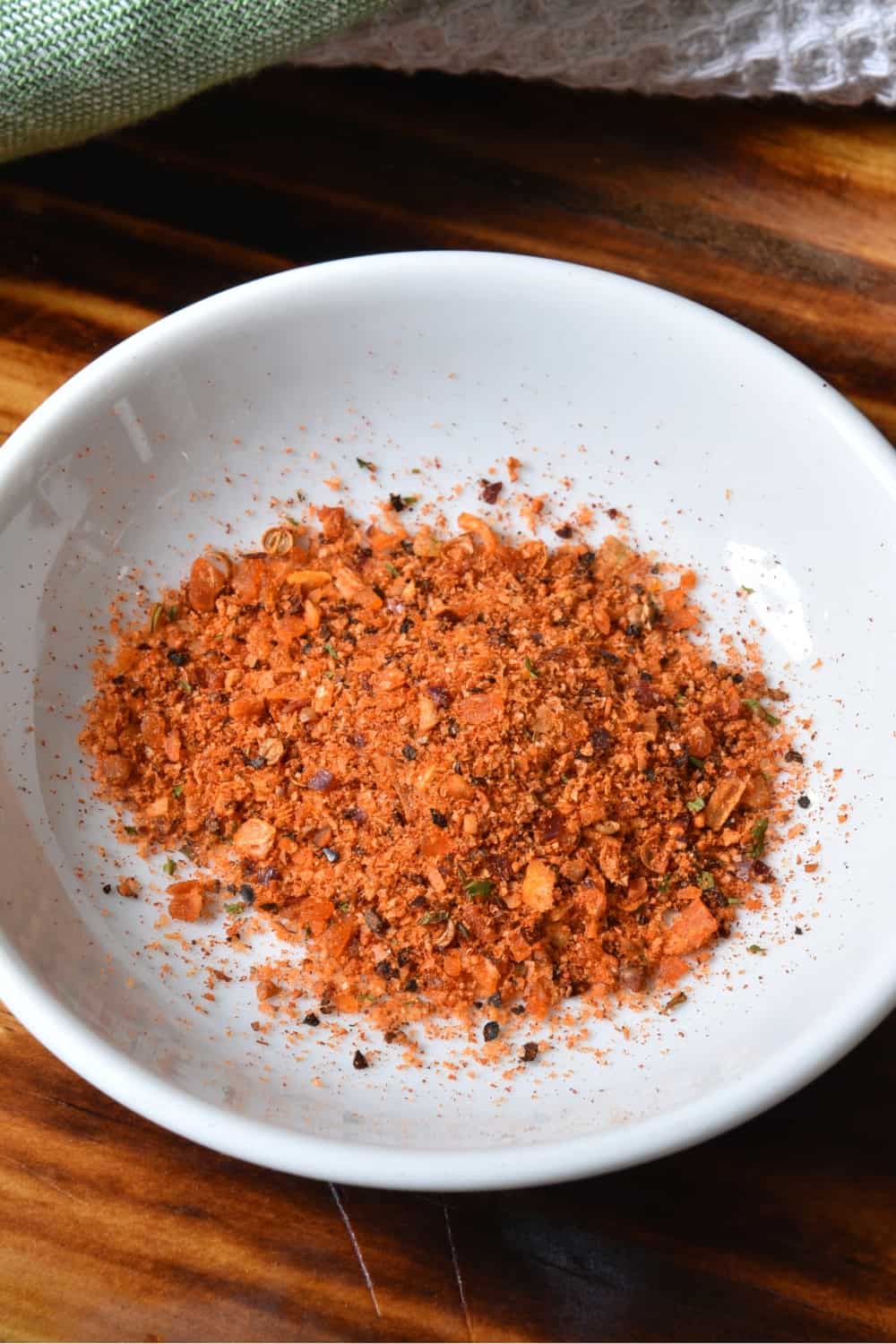 Small dish of Chipotle spice mix with garlic