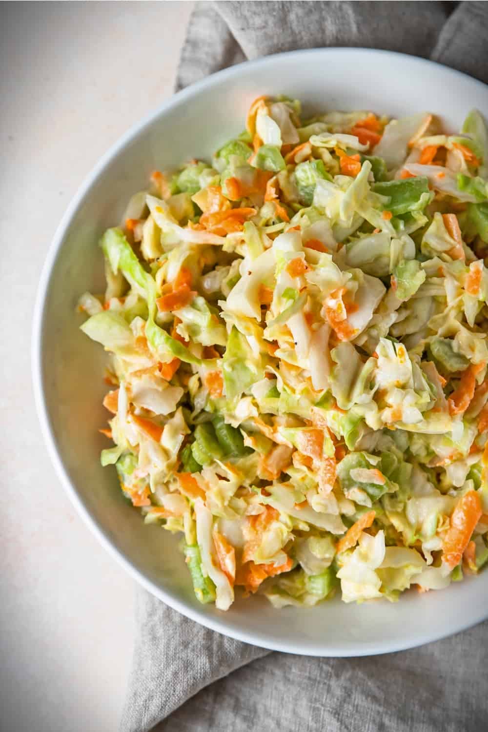 coleslaw meal on the white plate