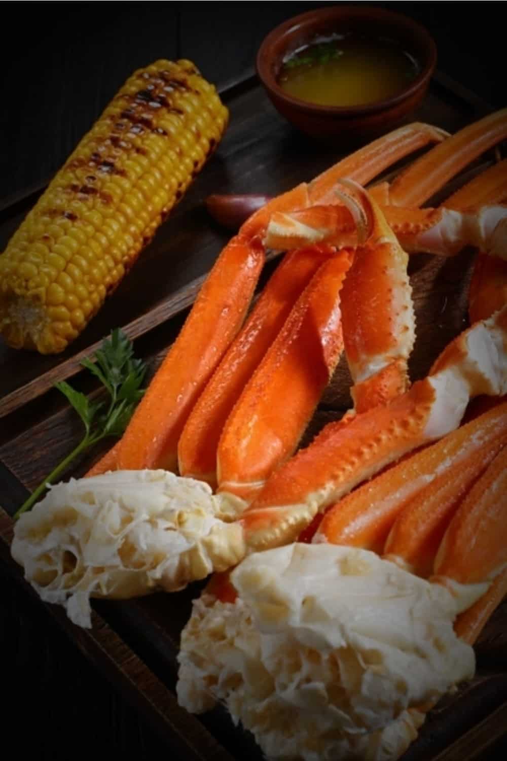 delicious crab meal with corn on the table