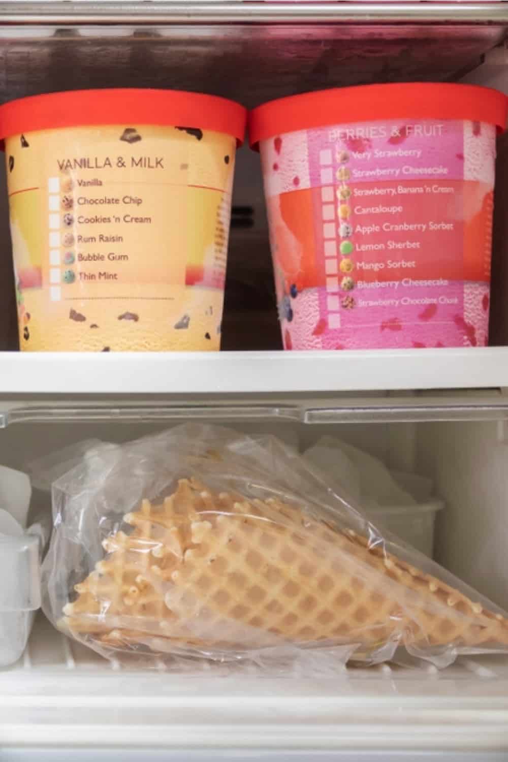 ice cream in a freezer