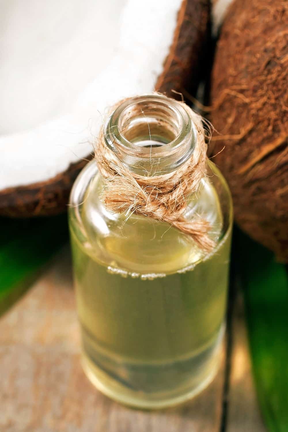liquid coconut oil in a small bottle